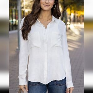 Grace & Lace Favorite Button Up In Soft White